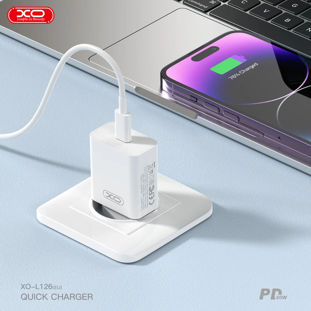 XO L126 USB-C PD20W Fast Charging Charger Adapter