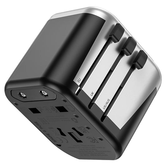 HOCO AC5 Universal Travel Adapter - 4 Plugs and Dual USB