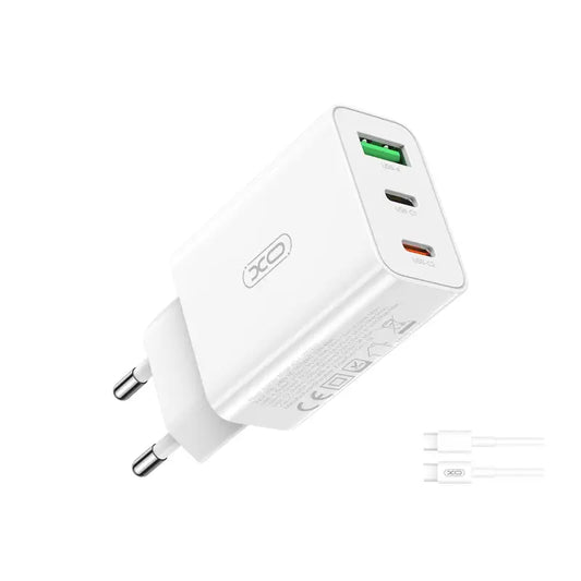 XO L101 Charger Set, USB + 2x USB-C, PD 20W, White